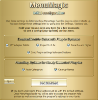 MenuMagic initial configuration screen
